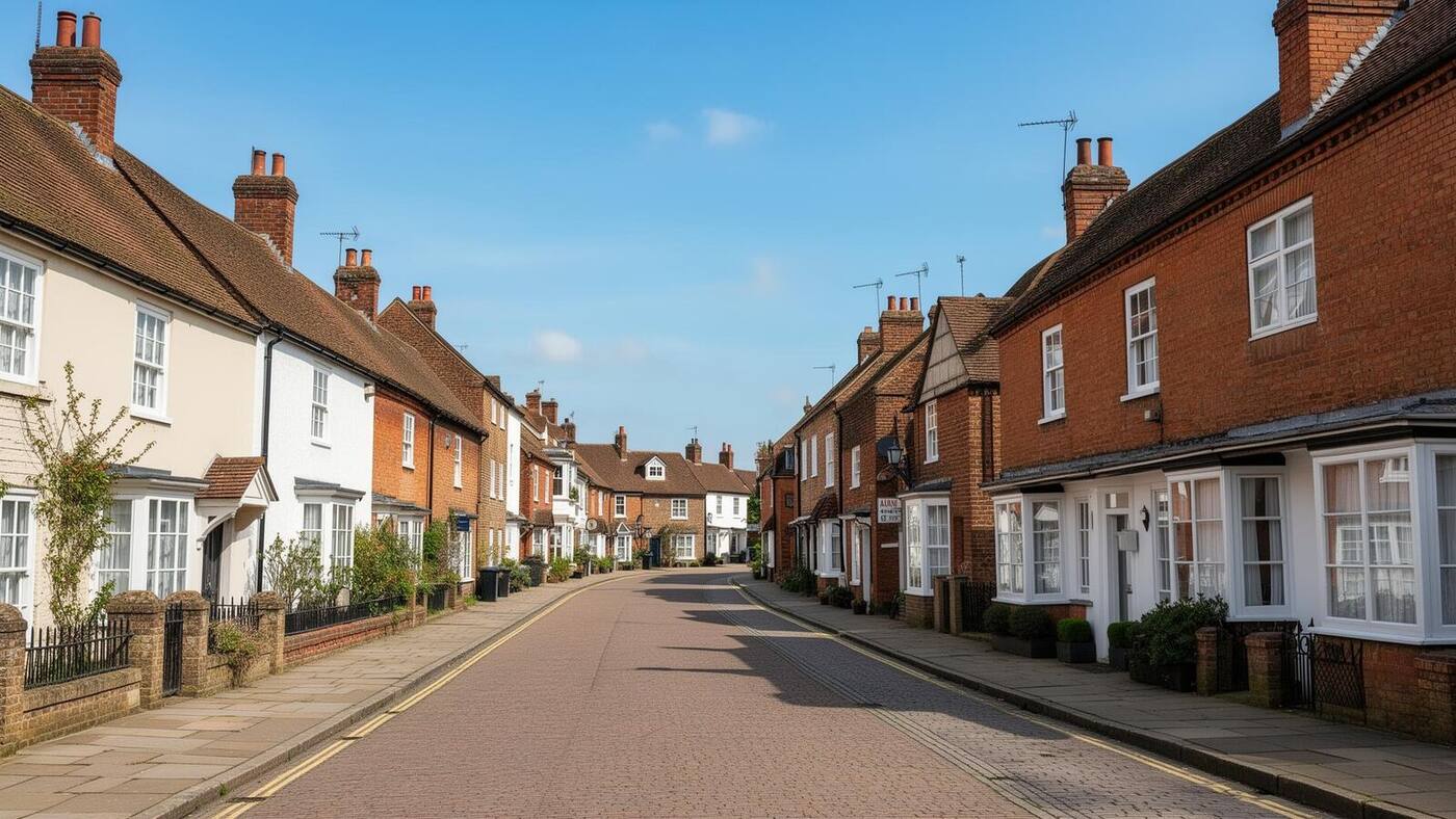 Canal-side properties and town centre in Leighton Buzzard