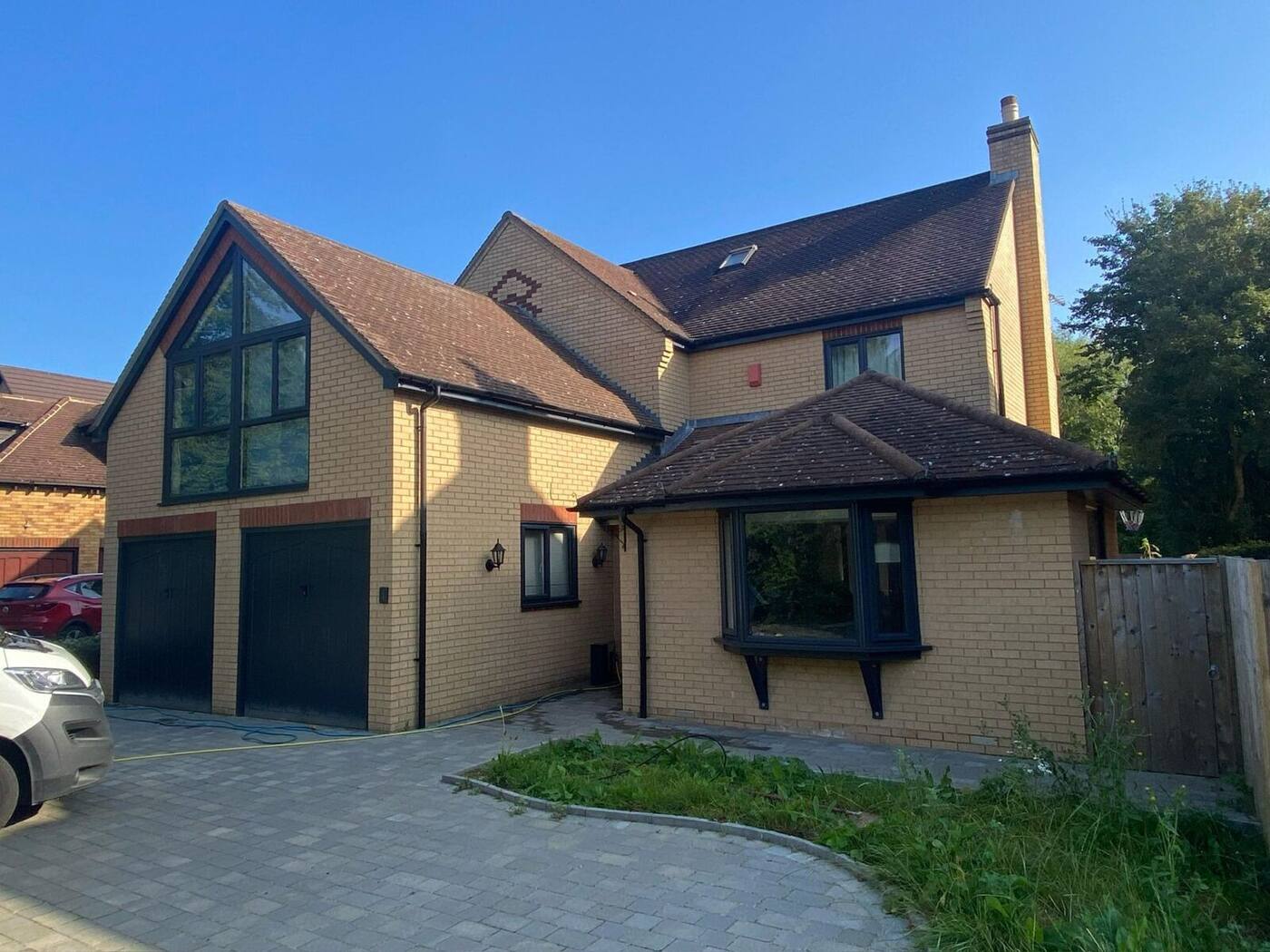 Freshly cleaned block paving driveway on a detached Milton Keynes property
