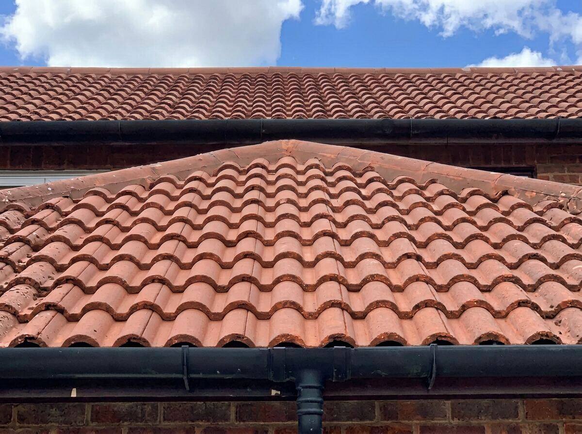 Moss-covered roof tiles before professional roof cleaning treatment in Milton Keynes